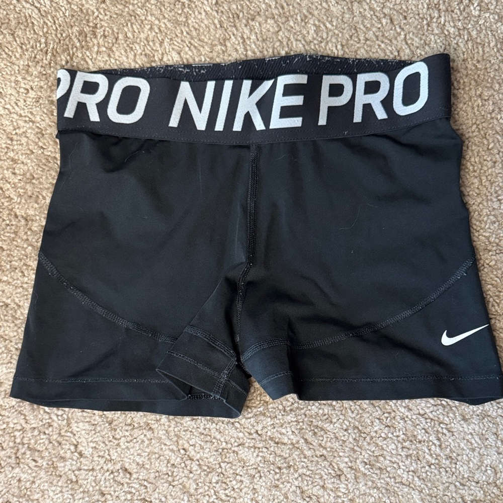 Nike Black Pro Compression Shorts with White Logo